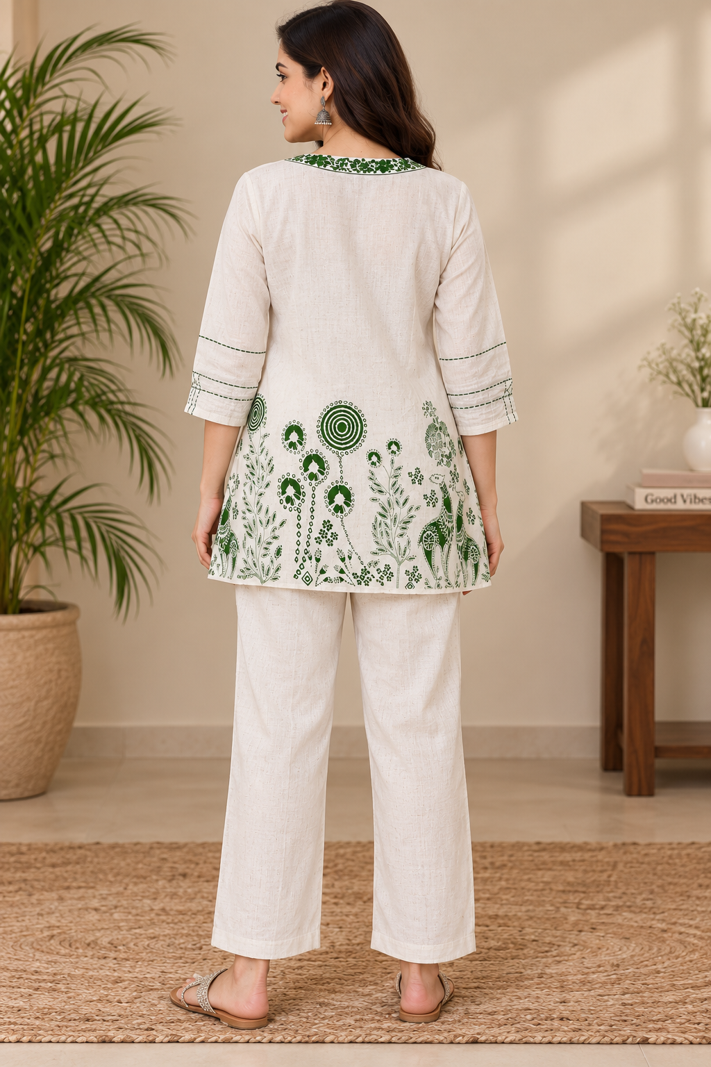 Women’s Embroidered Co-ord Set Green