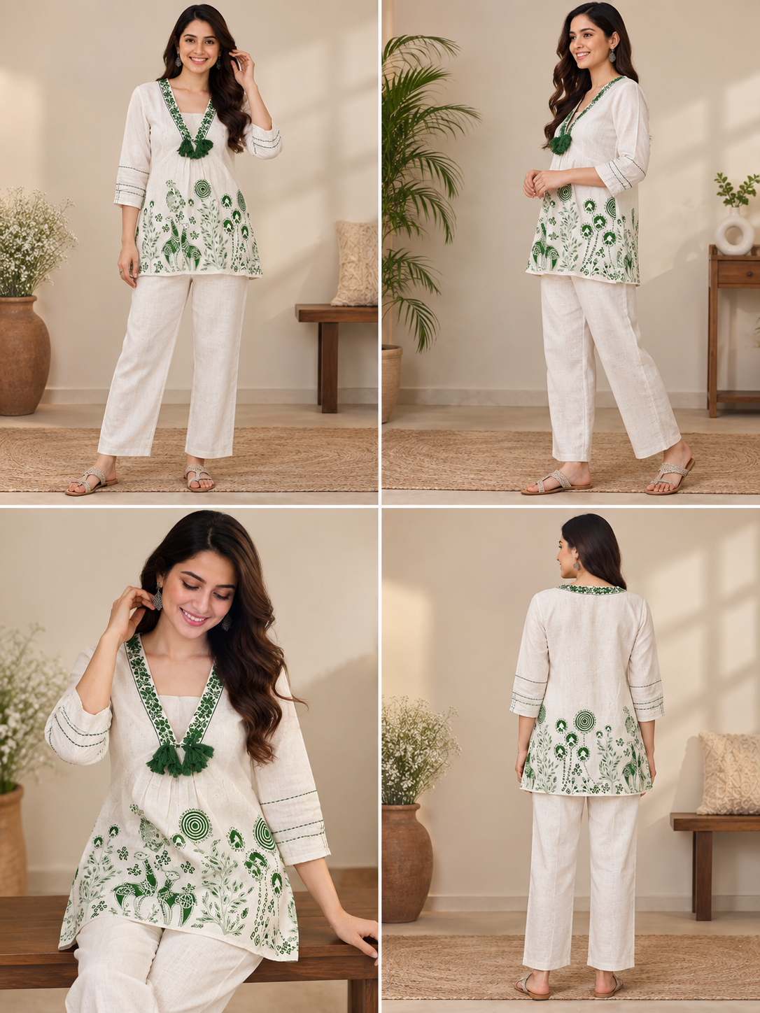 Women’s Embroidered Co-ord Set Green