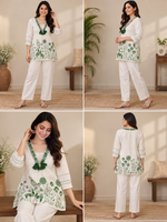 Women’s Embroidered Co-ord Set Green