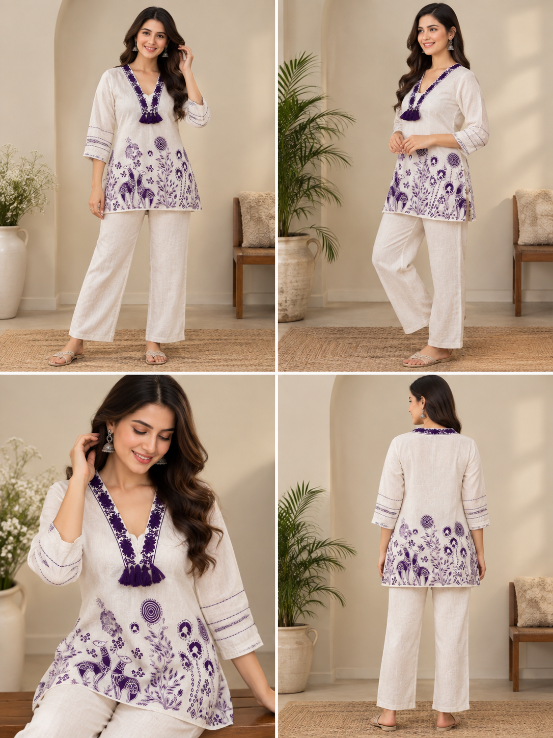 Women’s Embroidered Co-ord Set Purple