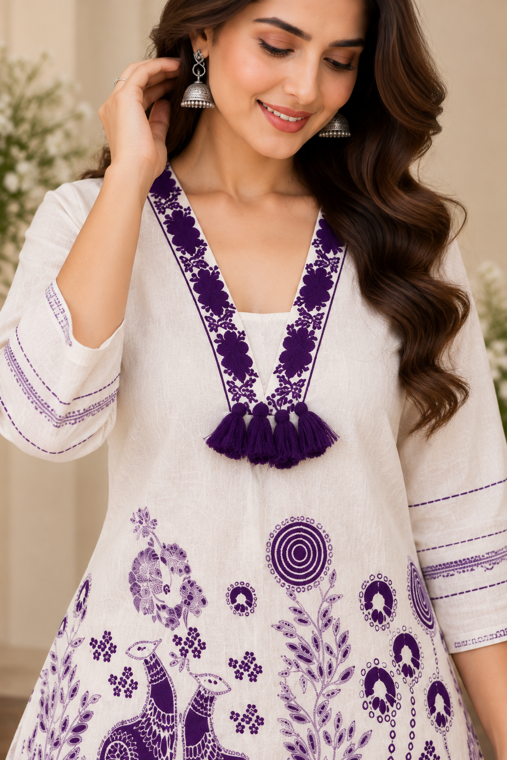 Women’s Embroidered Co-ord Set Purple