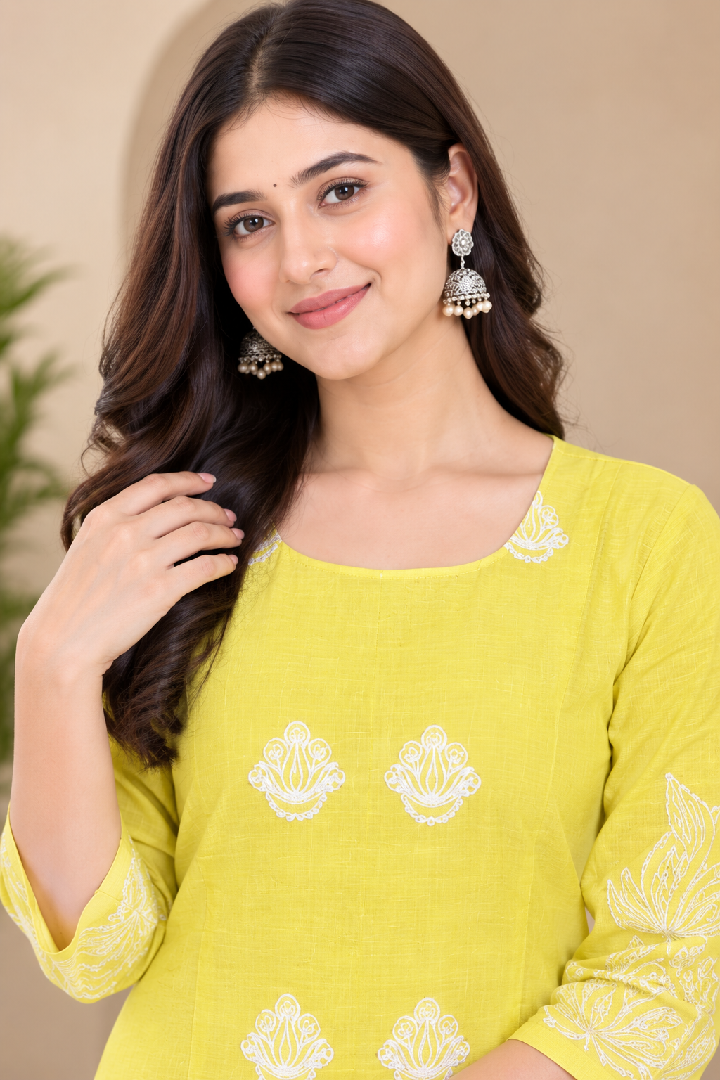 Lemon Yellow Embroidered Kurta Set