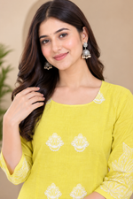 Lemon Yellow Embroidered Kurta Set