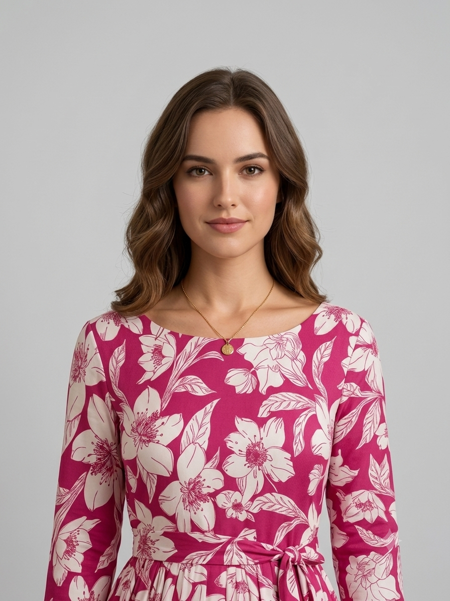 Radiant Bloom Floral Fit & Flare Midi Dress