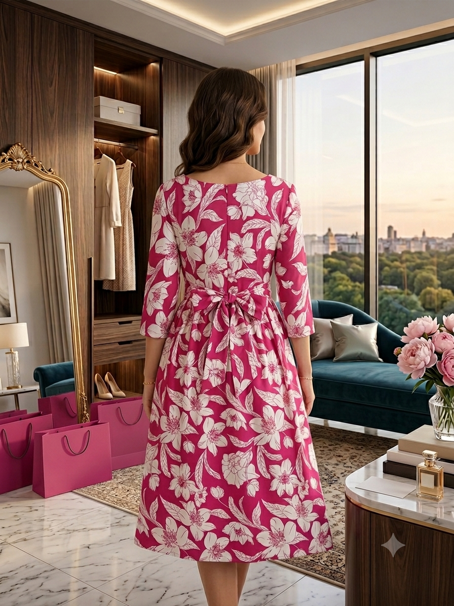 Radiant Bloom Floral Fit & Flare Midi Dress